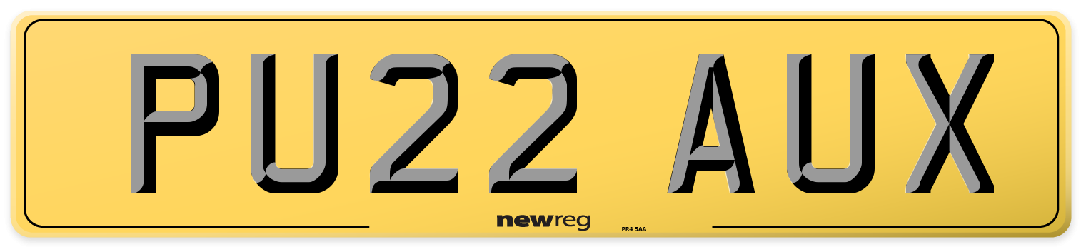 PU22 AUX Rear Number Plate