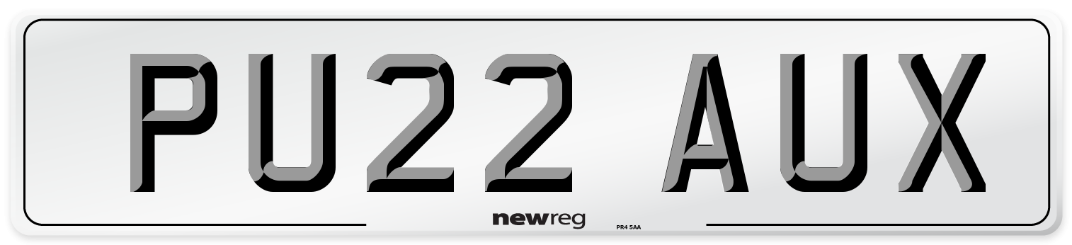 PU22 AUX Front Number Plate
