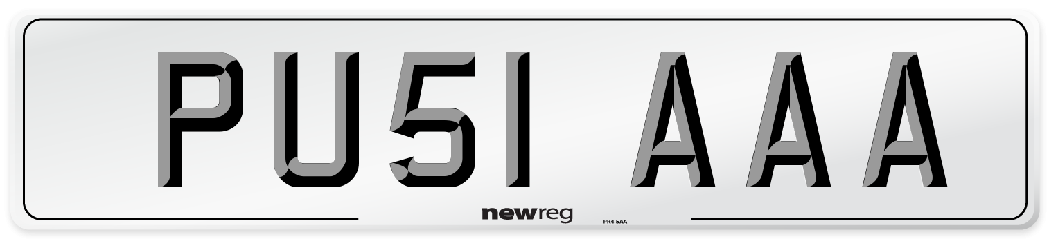 PU51 AAA Front Number Plate
