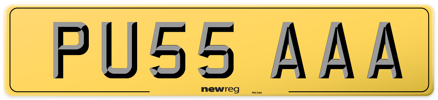 PU55 AAA Rear Number Plate