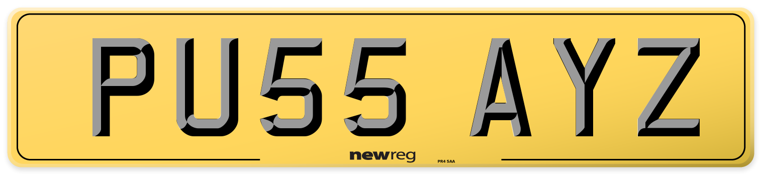 PU55 AYZ Rear Number Plate