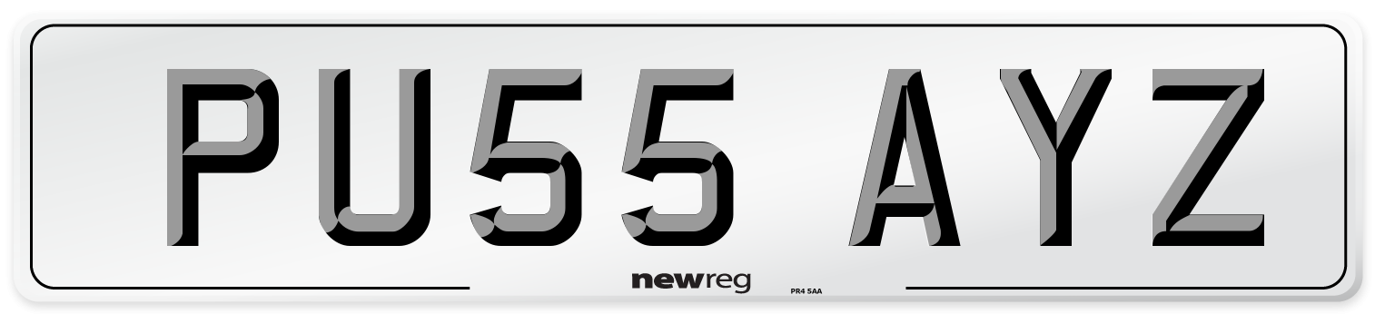 PU55 AYZ Front Number Plate
