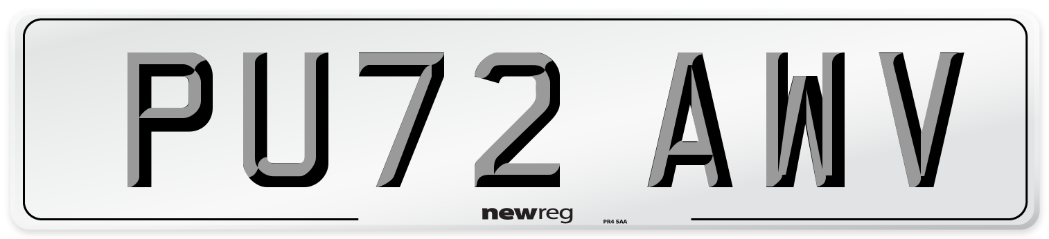 PU72 AWV Front Number Plate