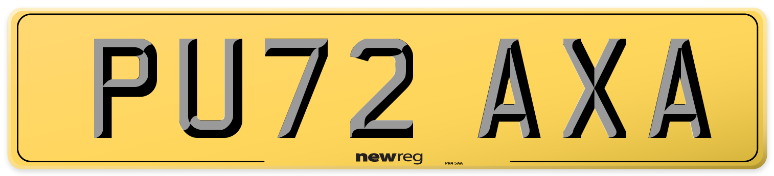 PU72 AXA Rear Number Plate