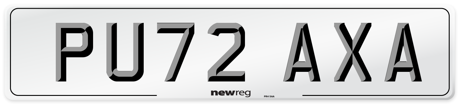 PU72 AXA Front Number Plate