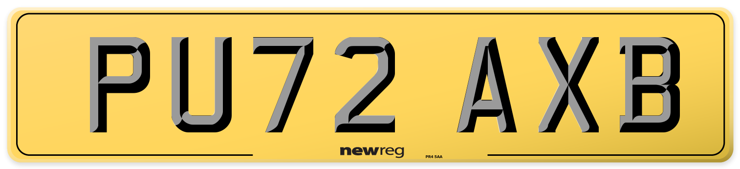 PU72 AXB Rear Number Plate