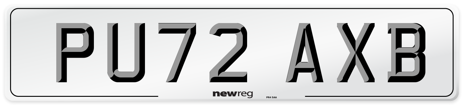 PU72 AXB Front Number Plate