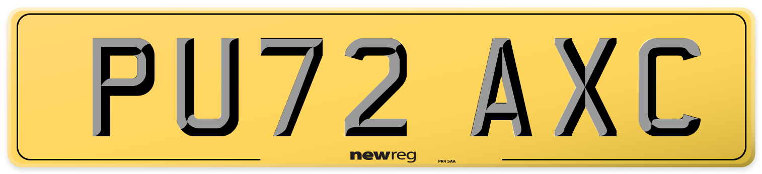 PU72 AXC Rear Number Plate