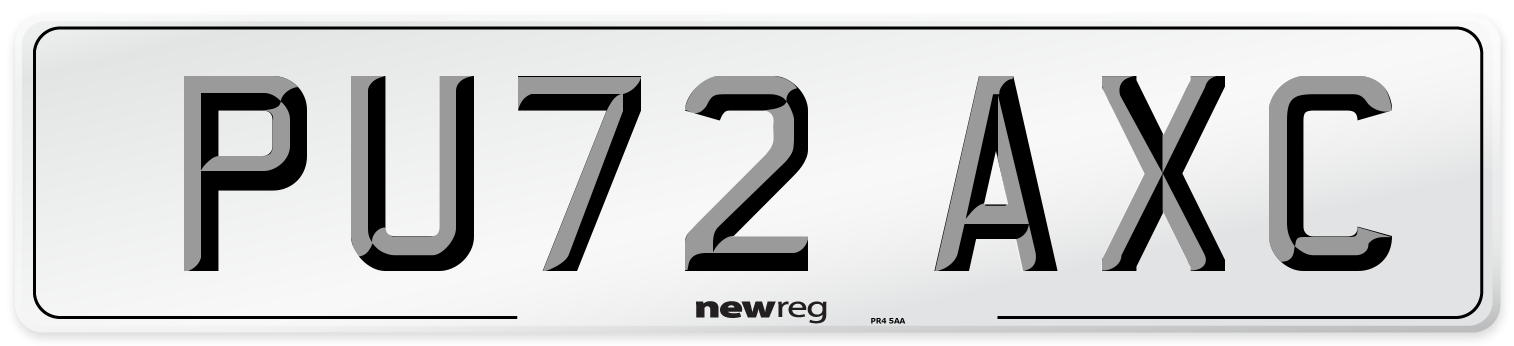 PU72 AXC Front Number Plate