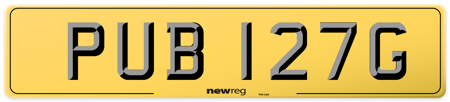 PUB 127G Rear Number Plate