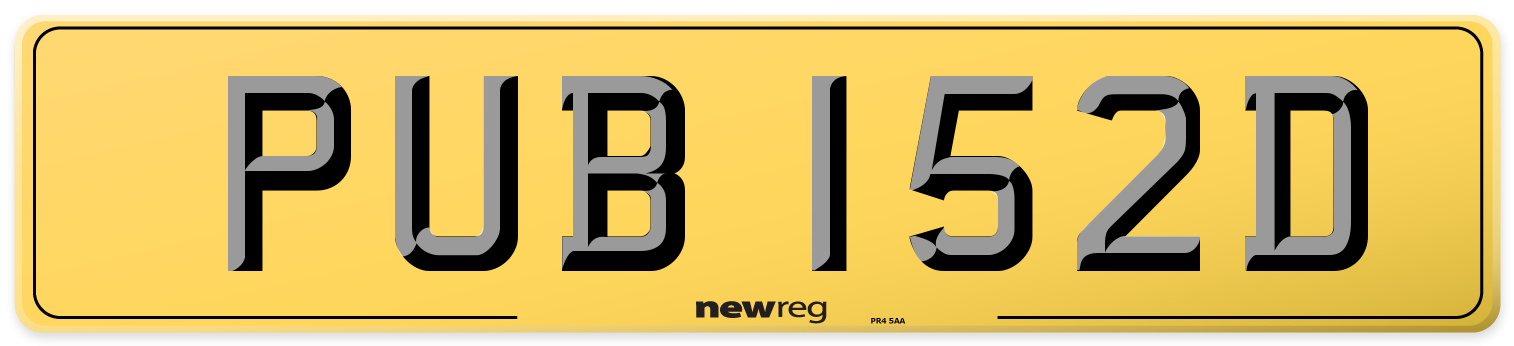 PUB 152D Rear Number Plate