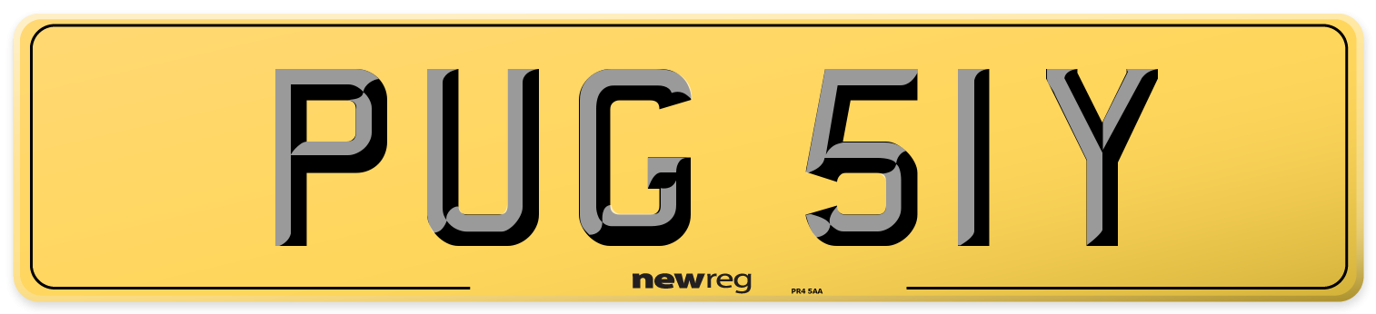 PUG 51Y Rear Number Plate