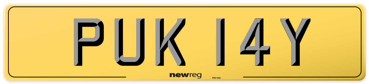 PUK 14Y Rear Number Plate