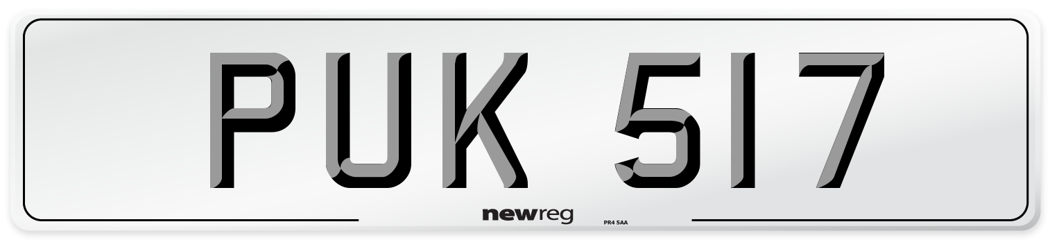 PUK 517 Front Number Plate