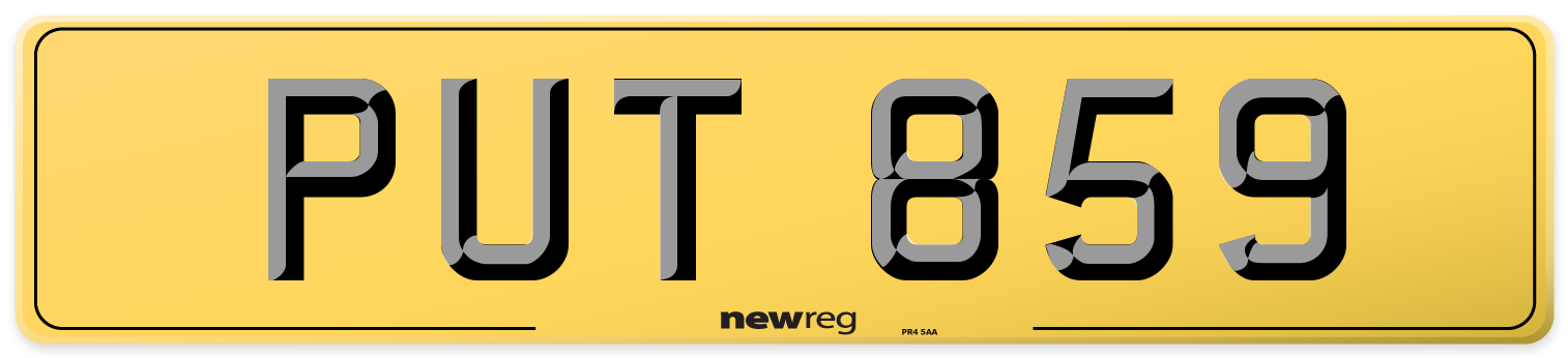PUT 859 Rear Number Plate