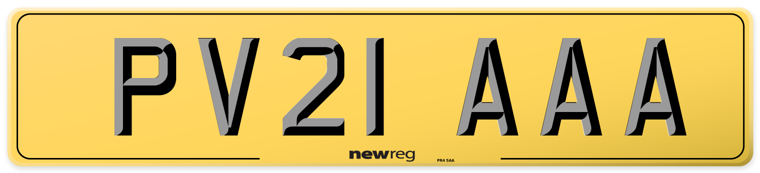 PV21 AAA Rear Number Plate