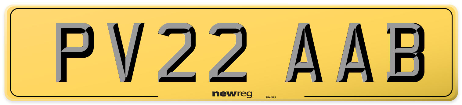 PV22 AAB Rear Number Plate