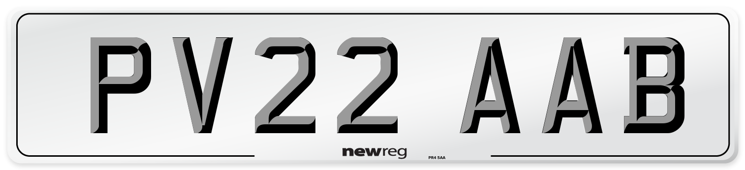 PV22 AAB Front Number Plate