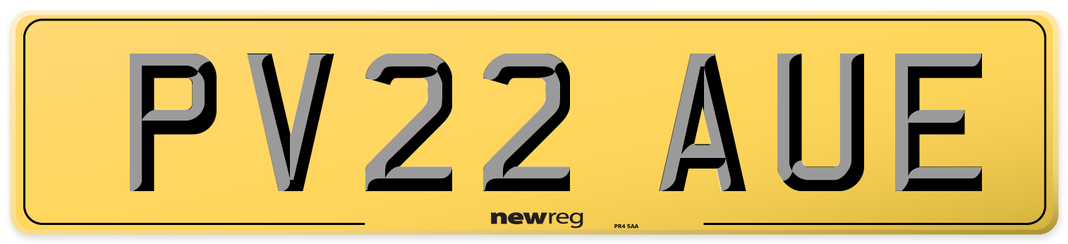 PV22 AUE Rear Number Plate