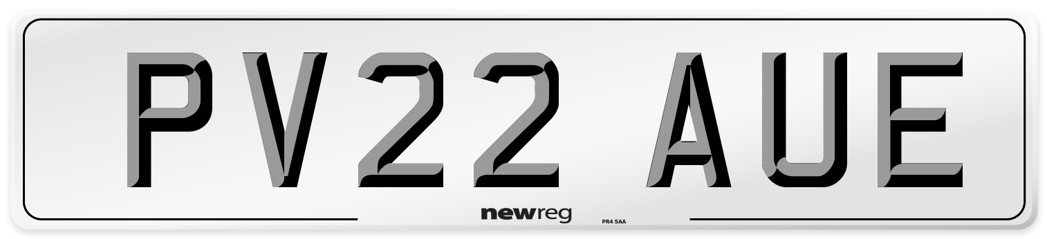PV22 AUE Front Number Plate