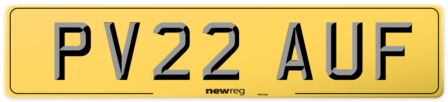 PV22 AUF Rear Number Plate