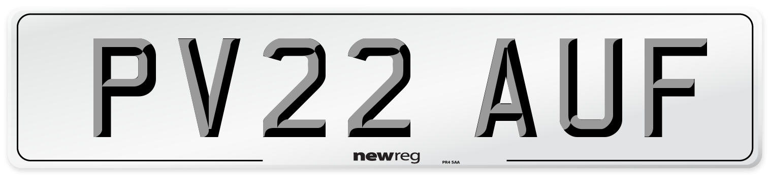 PV22 AUF Front Number Plate
