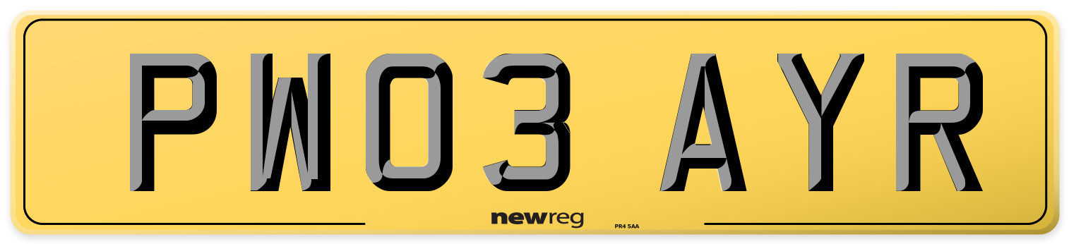 PW03 AYR Rear Number Plate