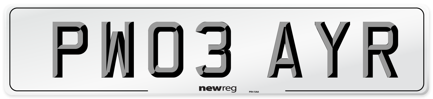 PW03 AYR Front Number Plate