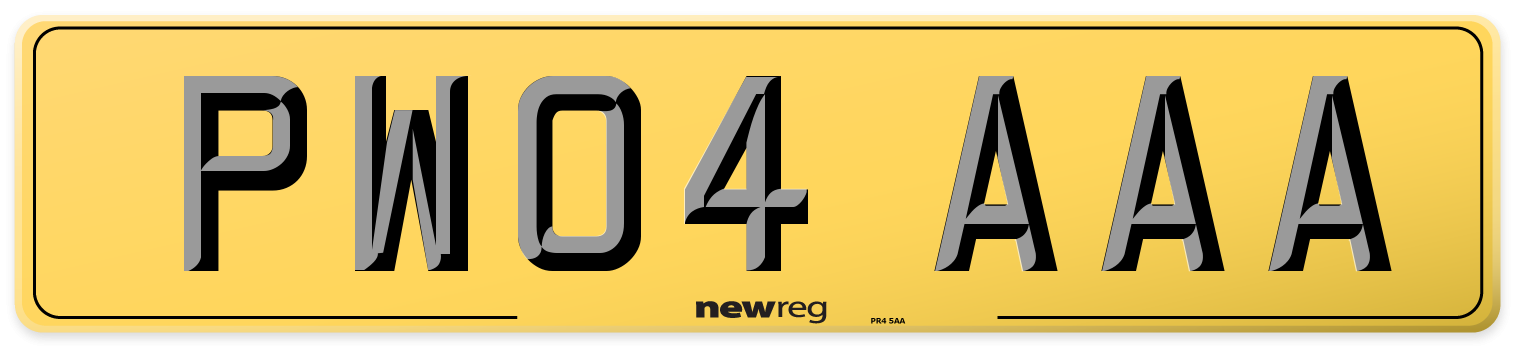 PW04 AAA Rear Number Plate