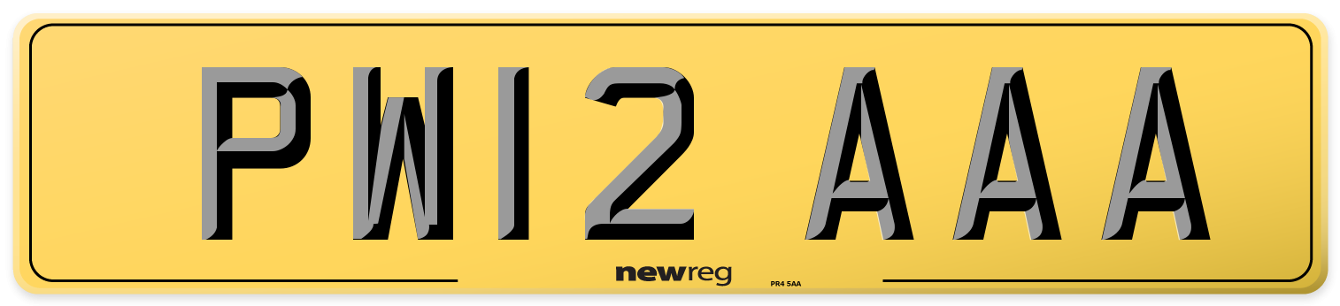 PW12 AAA Rear Number Plate