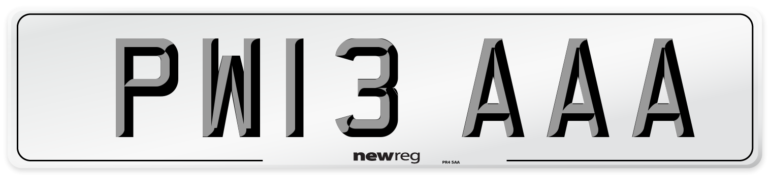 PW13 AAA Front Number Plate