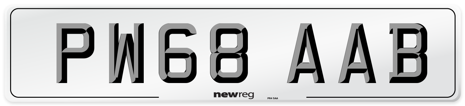 PW68 AAB Front Number Plate