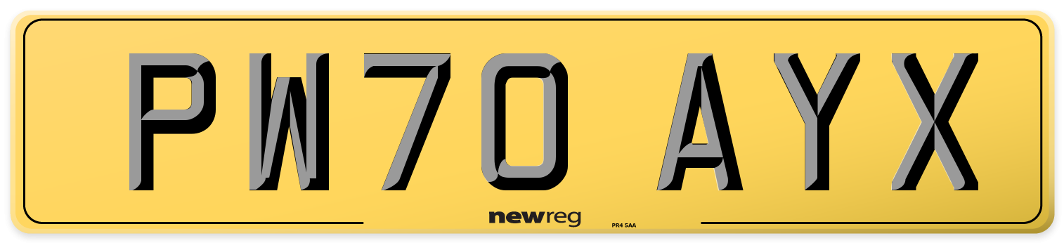 PW70 AYX Rear Number Plate
