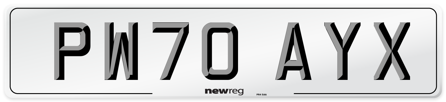 PW70 AYX Front Number Plate