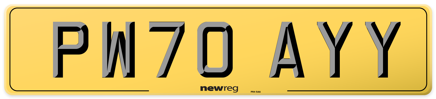 PW70 AYY Rear Number Plate