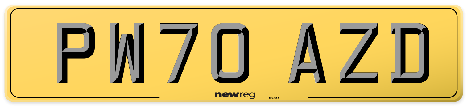 PW70 AZD Rear Number Plate