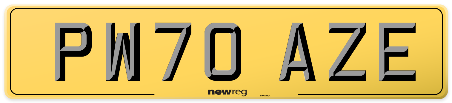 PW70 AZE Rear Number Plate