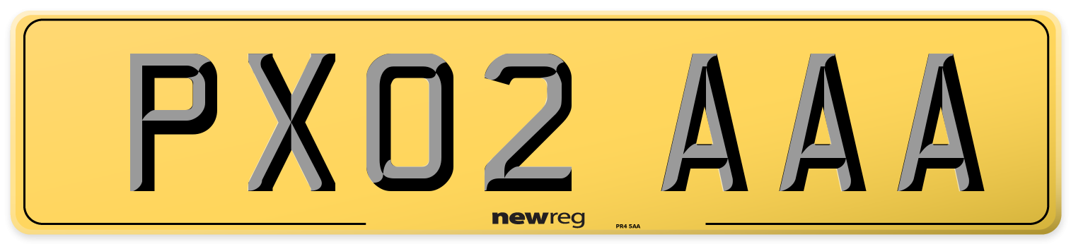 PX02 AAA Rear Number Plate