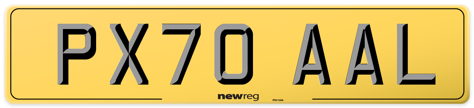PX70 AAL Rear Number Plate