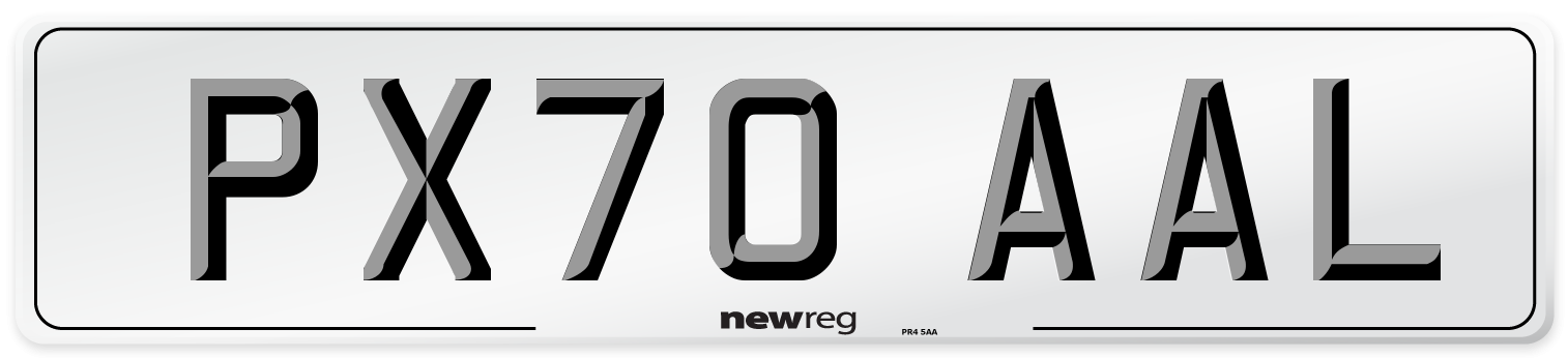 PX70 AAL Front Number Plate