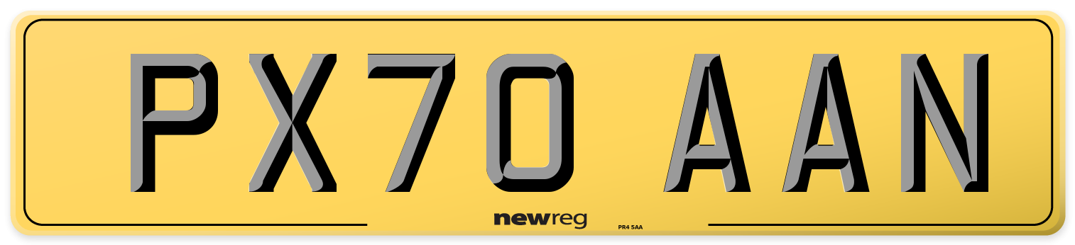 PX70 AAN Rear Number Plate
