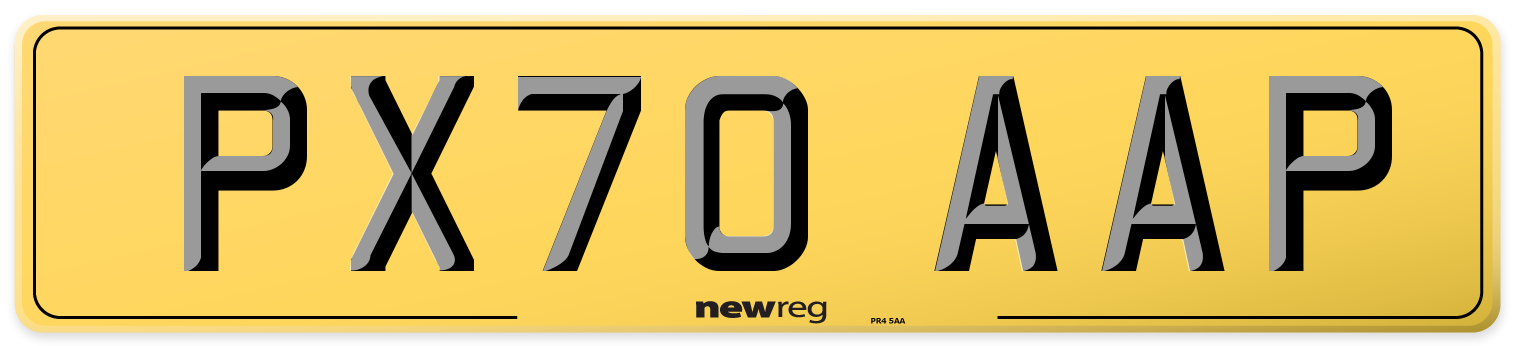 PX70 AAP Rear Number Plate