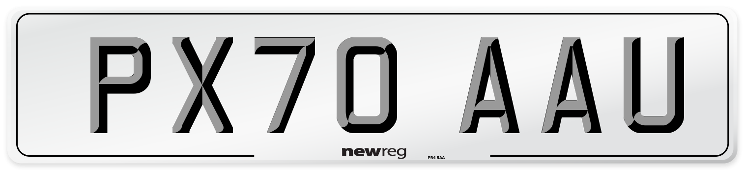 PX70 AAU Front Number Plate