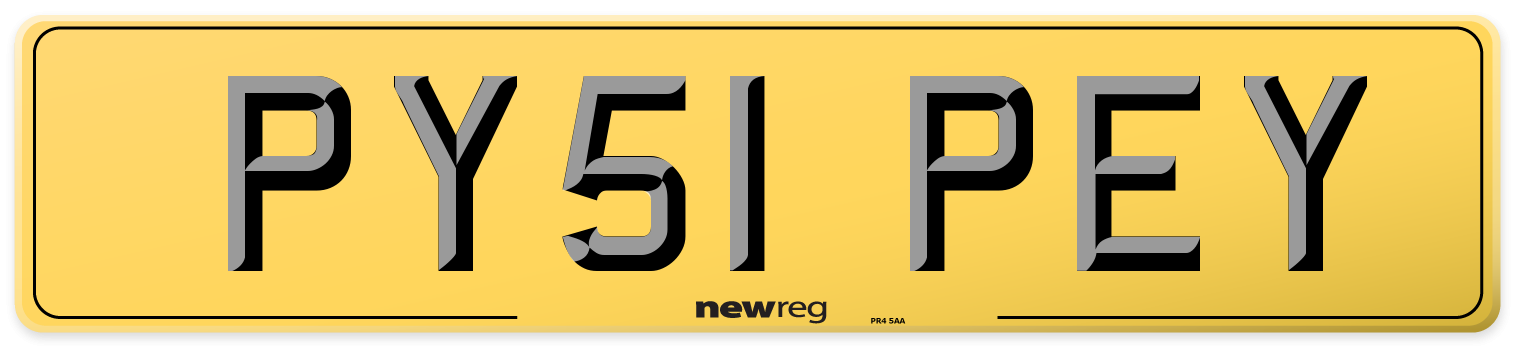 PY51 PEY Rear Number Plate