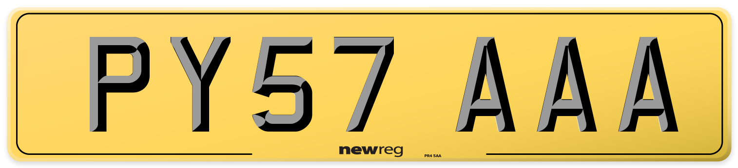 PY57 AAA Rear Number Plate