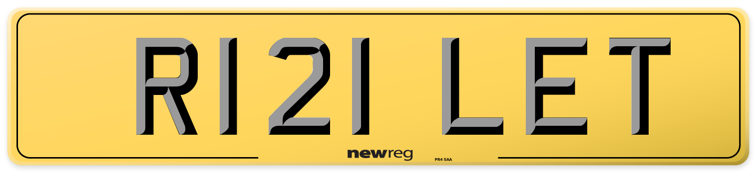 R121 LET Rear Number Plate