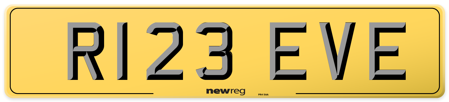R123 EVE Rear Number Plate