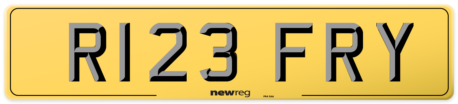 R123 FRY Rear Number Plate