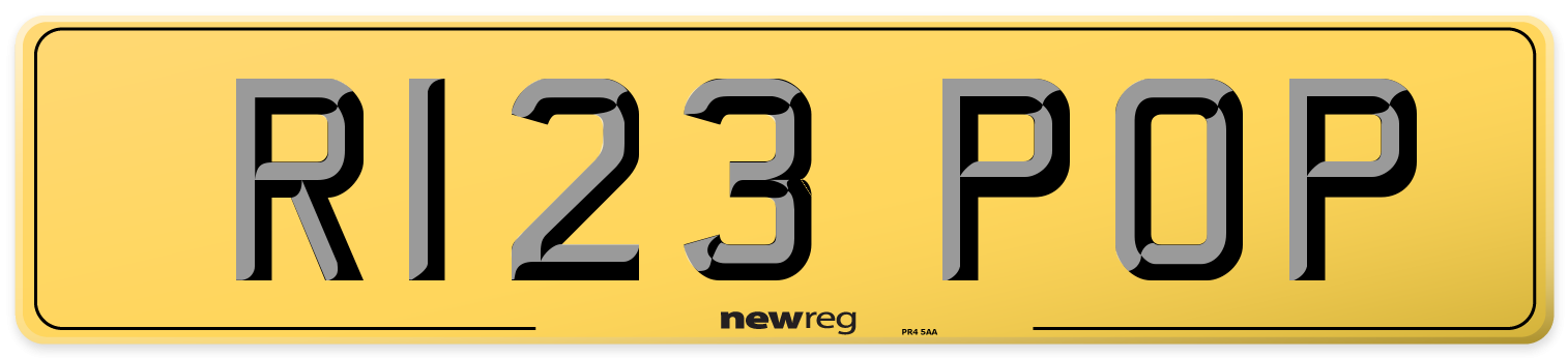 R123 POP Rear Number Plate