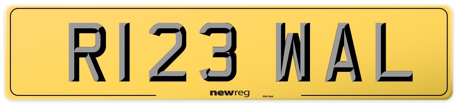 R123 WAL Rear Number Plate
